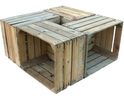 Set van 4 Antieke Grenenhouten Kisten
