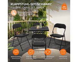 Set van 4 balkonstoelen Opvouwbaar zwart PU leren bekleding Bistrostoel Tuinstoel