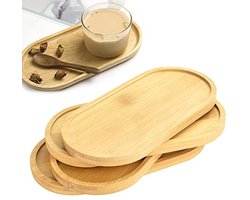 Set van 4 Bamboe Trays - Ovale en Ronde Dienbladen voor Thuisgebruik