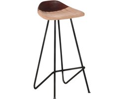 Set van 4 Barkruk | Barstoel | Hoge stoelken echt leer bruin