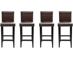 Set van 4 Barkruk | Barstoel | Hoge stoelken kunstleer donkerbruin