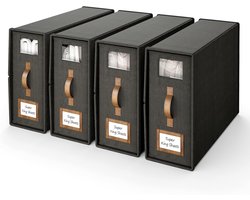 Set van 4 beddenlakenorganizers en opslag, opvouwbare lakenorganizer voor linnen kast (super kingsize), linnen beddengoed opbergdoos met lederen handvat voor lakens, flanellen dekens, dunne