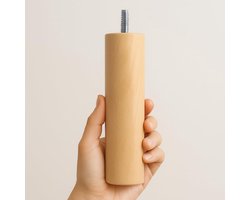 Set van 4 bedpoten - cilindervormig - hout - licht gelakt