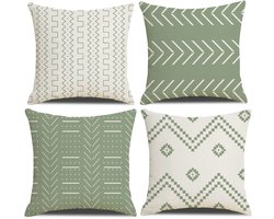 Set van 4 Boho Kussenhoezen 40 x 40 cm met Geometrische Patronen