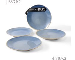 Set van 4 borden (Ø27,7 cm / 10,5 inch) dinerborden, lunchborden, dubbel reactief glazuur, serviesset 4 persoons, Geschikt voor restaurants, cateringbedrijven, familiefeesten, banketten en picknicks, Magnetron-vaatwasserbestendig, keramiek