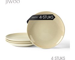 Set van 4 borden (Ø27,7 cm / 10,5 inch) dinerborden, lunchborden, dubbel reactief glazuur, serviesset 4 persoons, Geschikt voor restaurants, cateringbedrijven, familiefeesten, banketten en picknicks, Magnetron-vaatwasserbestendig, keramiek