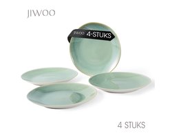 Set van 4 borden (Ø27,7cm / 10,5inch) dinerborden, pastaborden, dubbel reactief glazuur, serviesset 4 persoons, Geschikt voor restaurants, cateringbedrijven, familiefeesten, banketten en picknicks, Magnetron-vaatwasserbestendig, keramiek