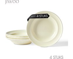 Set van 4 bordenset (Ø20,3cm / 8inch), Ontbijtborden, Pastaborden, serviesset 4 persoons, Geschikt voor restaurants, Horeca, Feest, familiefeesten, banketten en picknicks, Magnetron-vaatwasserbestendig, Keramiek