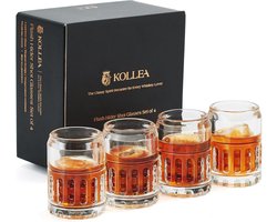 Set van 4 borrelglazen met zware bodem - 30 ml kleine whisky en espresso glazen voor wodka