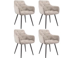 Set van 4 Bouclé Eetkamerstoelen – Ergonomische Gestoffeerde Stoelen – Comfortabele Designstoelen met Zachte Bekleding – Duurzame Stoelen voor Eetkamer, Woonkamer & Kantoor