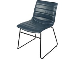 Set van 4 "BROOKLYN" stoelen in blauw denim kunstleer 55 x 45 x H47/78 cm