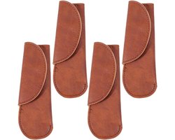 Set van 4 Bruine Lederen Handvat Beschermers voor Pannen - Antislip, Zacht en Duurzaam voor Kookgerei en Keukenaccessoires