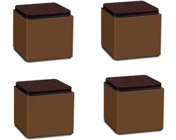 - Set van 4 Carbon Steel Meubelverhogers | 2 "Lift | Heavy Duty Bed Risers | Verhoogt Bedden, Banken, Kasten | Ondersteunt tot 1.000 lbs | Vierkant Bruin