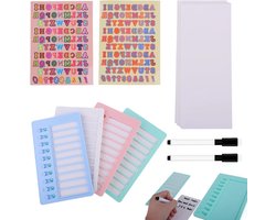 Set van 4 checklist borden, uitwisbare to-do lijst en takenlijst voor kinderen met 20 blanco papieren, 2 letters stickers en 2 whiteboard markers voor leerplanning en organisatie