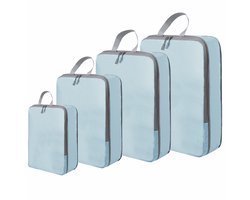 Set van 4 compressiezakken, ideaal als reisbagage-organizer, bespaart tot 60% ruimte en houdt uw spullen georganiseerd en gemakkelijk toegankelijk, Blauw.