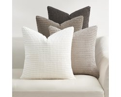 Set van 4 Corduroy Kussenhoezen 50 x 50 cm - Decoratieve Kussens voor Bank, Slaapkamer en Woonkamer - Fluffy Gradient Design