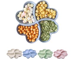 Set van 4 creatieve snackborden, snackborden met compartimenten, grote snackborden, kinderen, antislip en duurzame snackborden met compartimenten voor snacks, noten, desserts, fruit en snackbakje.