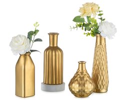 Set van 4 Decoratieve Glazen Vazen in Goud voor Tafel Indeling en Bruiloft Centra