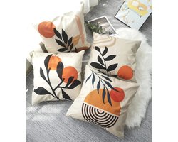 Set van 4 Decoratieve Kussenhoezen 40x40 in Oranje voor Tuin en Woonkamer