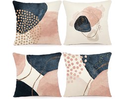Set van 4 Decoratieve Kussenhoezen met Geometrisch Patroon voor Binnen en Buiten, 45 x 45 cm