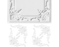 Set van 4 Decoratieve Plafondstrips Wandpanelen van PU Plastic met 3D Volutes 20 x 21 cm Wit voor Woonkamer en Slaapkamer Decoratie