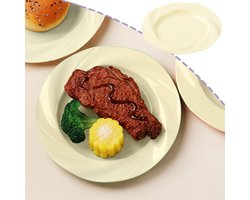 Set van 4 diner-/ontbijtborden, hittebestendige pastaborden, stapelbaar, ronde borden van 19,7 cm, voor huishoudelijk gebruik - beige