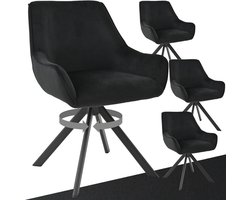Set van 4 Draaibare Eetkamerstoelen Fluweel met Armleuningen en Metalen Poten