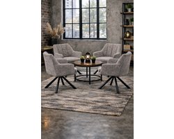 Set van 4 Draaibare Eetkamerstoelen Lion licht grijs – 180° draaibaar – Comfortabel & Duurzaam – Japandi, Industrieel & Modern