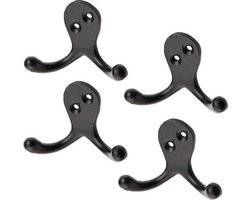 Set van 4 dubbele jashaken zwart, om zelf uw kapstok mee samen te stellen.