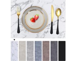 Set van 4 Dubbelzijdige Marmeren Placemats - Antislip en Afwasbaar Tafelonderzetters