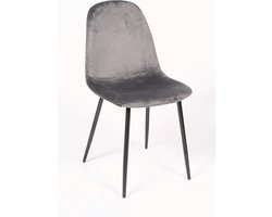 Set van 4 Eetkamer Stoelen - Stoel Marina - Velvet Grijs - Promoties - zwarte metalen poten