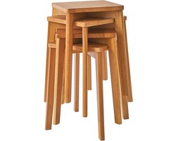 Set van 4 eetkamerkrukken, houten stapelstoel met antislip mat, stapelkrukken voor klaslokaal, uw keuken, uw eet- of home-pub-ruimte, houtkleur