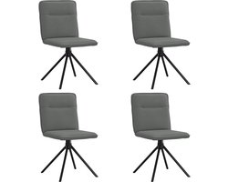 Set van 4 Eetkamerstoel | Eetstoel | Keukenstoel | Eettafelstoelen stof donkergrijs