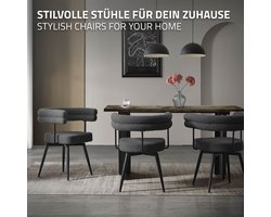 Set van 4 eetkamerstoelen 360° draaibaar in donkergrijze teddy stof met armleuningen en rugleuningen Keukenstoel ML design