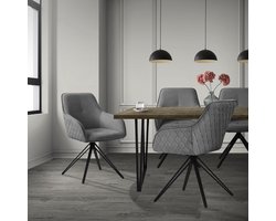 Set van 4 eetkamerstoelen draaibaar grijs geweven stof met rugleuning en armleuningen ML design