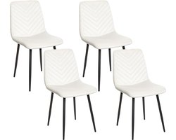 Set van 4 eetkamerstoelen HAVRE Fluweel Off-white