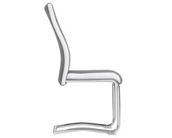 Set van 4 eetkamerstoelen Keukenstoel Draaistoel ALBA, stoffen bekleding in grijs en wit, metalen frame in chroom