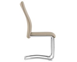 Set van 4 eetkamerstoelen Keukenstoel Draaistoel LOANO, frame in chroom, bekleding in beige-bruin kunstleer