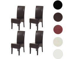 Set van 4 eetkamerstoelen Keukenstoel Littau ~ leer, bruin donkere poten