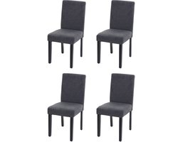 Set van 4 eetkamerstoelen Keukenstoel Littau ~ textiel, antracietgrijs, donkere poten