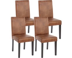 Set van 4 eetkamerstoelen Keukenstoel Littau ~ textiel, imitatiesuède, donkere poten