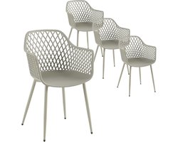 Set van 4 Eetkamerstoelen met Armleuning en Metalen Poten voor Keuken en Eetkamer