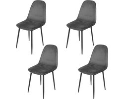Set van 4 Eetkamerstoelen met Metalen Onderstel Zwart Fluweel/Velours