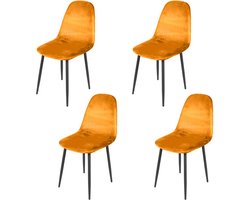 Set van 4 Eetkamerstoelen met Metalen Onderstel Zwart Fluweel/Velours