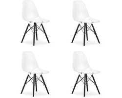 Set van 4 Eetkamerstoelen OSAKA - Transparant - Zwarte Poten - Stijlvol en Ergonomisch - Tijdloos Design, Max. 120 kg