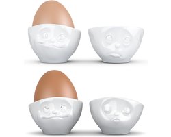 Set van 4 eierdopjes - schattig en dromerig porselein - wit