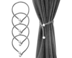 Set van 4 Elegante Gordijnhouders in Grijs | Handgemaakte Gordijnaccessoires voor Woonkamer, Slaapkamer en Kantoor