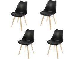 SET VAN 4 "EMY" ZWARTE STOELEN MET KUSSEN 45X58X49/H82CM