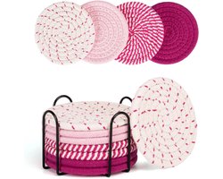 Set van 4 en 8 Gekleurde Onderglazen voor Kopjes en Glazen, Absorberende en Antislip Coasters voor Eettafel, Koffietafel en Bureau, Woonaccessoires voor Nieuwe Huis, Modern Woondecoratie