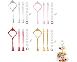 Set Van 4 Etagère Stangen - Metalen Bouwset Voor Etagère Met Boor, 2-3 Etages Voor Taart, Verjaardag, Feest En Bruiloft